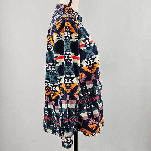 Woolrich Southwestern Print Flannel Button-Up Aztec Cotton Shirt | Women M - Picture 2 of 16